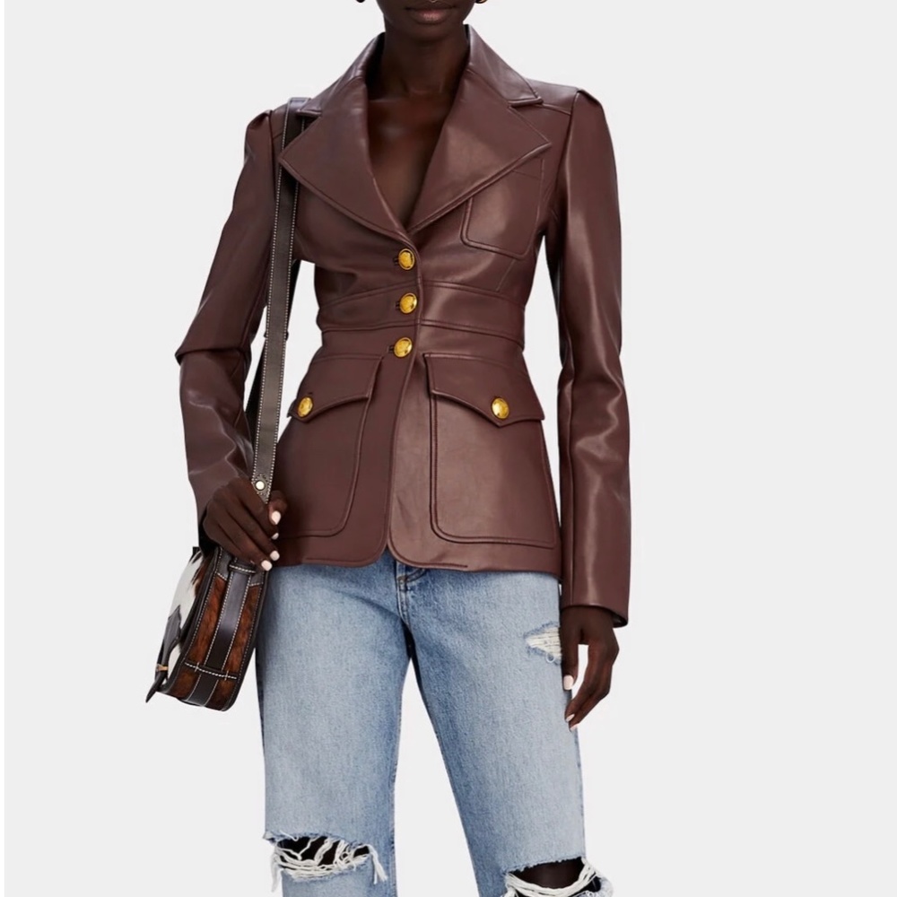 ALC AMELIA VEGAN LEATHER JACKET IN CAFE